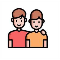 Two men are standing together in a line icon vector