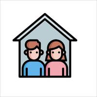 A couple in front of a house icon vector