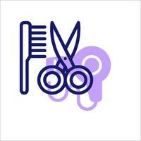 A stylist's tools icon with scissors and comb vector