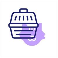 A cat carrier with a cat inside vector