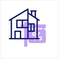A house with a percent sign on it vector