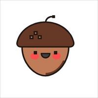 A cartoon acorn with a smile on its face vector