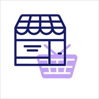 A shopping cart icon with a basket in the background vector