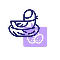 A bird in a nest with eggs vector