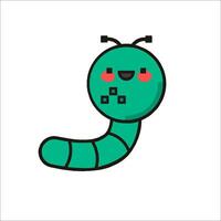 A cute green worm with a smile on its face vector