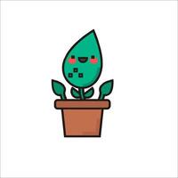 A cute plant in a pot with a smiley face vector