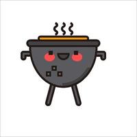 A cartoon barbecue with a smiley face vector