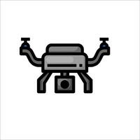 A black and white illustration of a drone vector