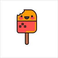 A cartoon ice cream popsicle with a smiley face vector