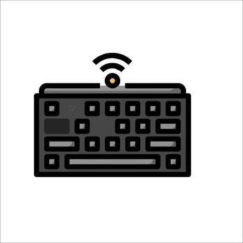 A black and white image of a keyboard with a wifi symbol vector