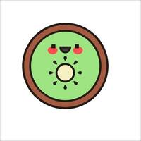 A cartoon kiwi fruit with a smile on it vector