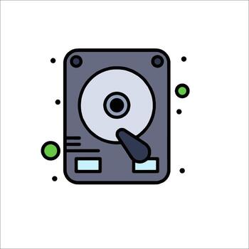 A computer with a disk icon on it vector