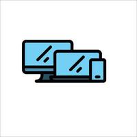 A computer and a phone icon on a white background vector