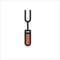 A fork with a knife on it is shown in a flat design vector
