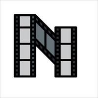 A film strip with the letter n on it vector