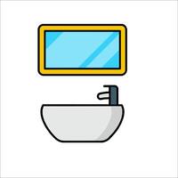 Bathroom sink and mirror icon illustration vector