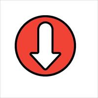 A red arrow pointing down in a circle vector