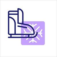 A snowboard and a snowflake icon vector