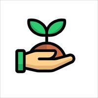 A hand holding a plant with a sprout vector