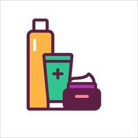 A bottle of shampoo and a tube of toothpaste vector