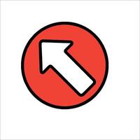 A red and white arrow pointing up in a circle vector