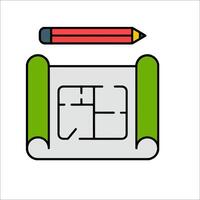A drawing of a house with a pencil and paper vector