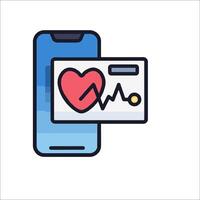 A smartphone with a heart monitor on it vector