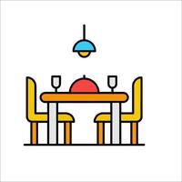 Dining table and chairs icon vector