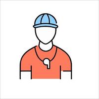 A man wearing a hat and a blue cap vector