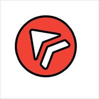 A red and white logo with a triangle on it vector