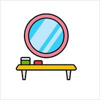 A mirror and a table with a mirror on it vector