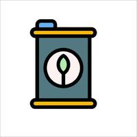 A can of paint with a leaf on it vector
