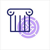 A purple icon of a column with a circle around it vector