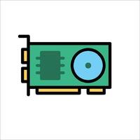A green computer with a blue disk on it vector