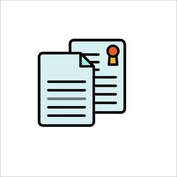 A document with a seal and a paper vector