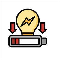 A light bulb with a battery and an arrow pointing to it vector