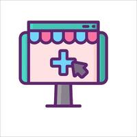 A computer screen with a plus sign and a cross vector