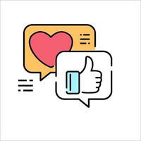 A heart and thumbs up icon with speech bubbles vector
