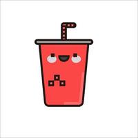 A red cup with a straw and a smiley face vector