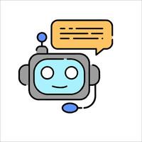 A robot with a speech bubble and a speech bubble vector
