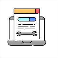 A laptop with a wren and a wrench on it vector