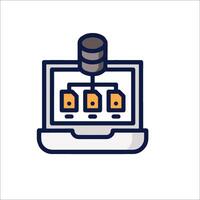 A laptop with a file on it and a file on top vector
