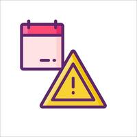 A calendar and a warning triangle icon vector
