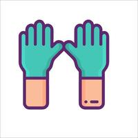 Two gloves with blue and green gloves on them vector