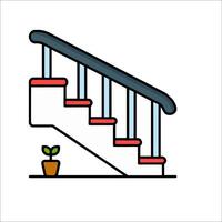 A stairway with a plant on the side vector