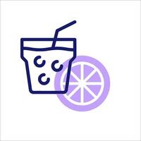 A drink with a lemon slice and a straw vector