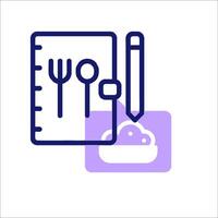 A notebook with a fork and spoon in it vector
