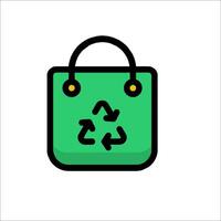 A green shopping bag with a recycling symbol on it vector