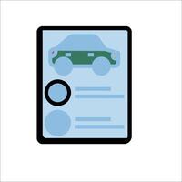 A car is shown in a document on a white background vector
