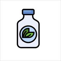 A bottle with a leaf on it vector